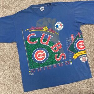Chicago Cubs Salem Sportswear Tshirt Size XL All Over Print USA Made 1992